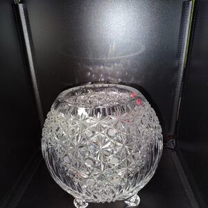Cut Crystal Footed Bowl - Clear Glass